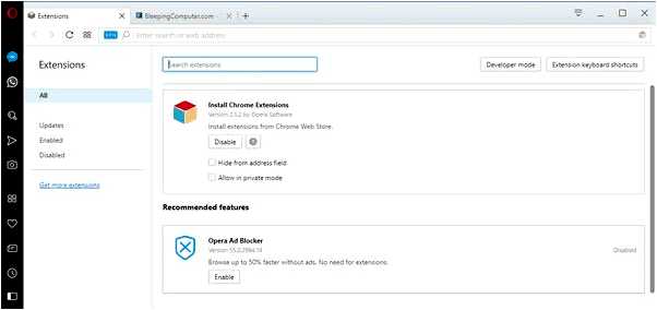 Install chrome extensions opera