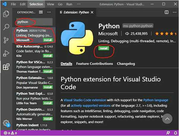 Как установить Python в Visual Studio Code