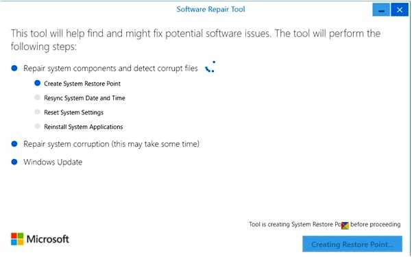 Microsoft software repair tool