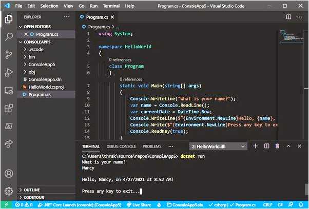 Настройка Visual Studio Code для c#