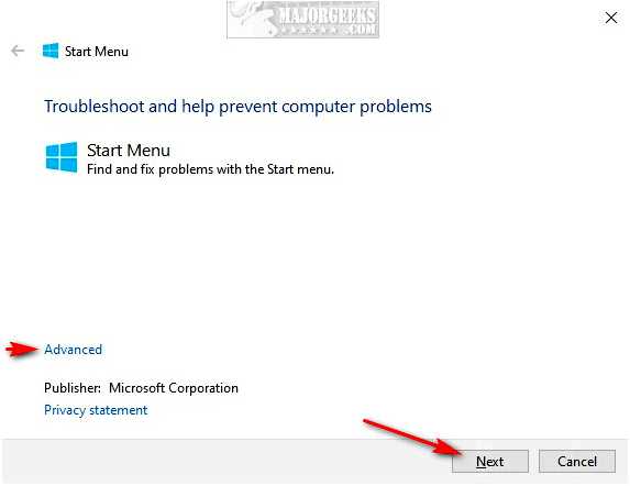 Скачать Start menu troubleshooter для Windows 10