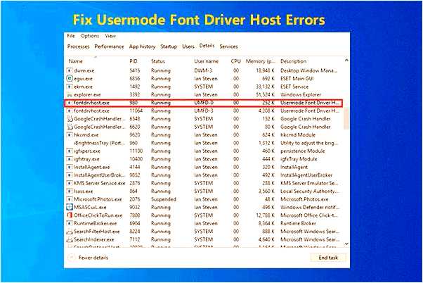 Usermode font driver host в Windows 10